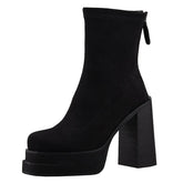 Designer Winter Punk Style Ankle Female Black Social-BS00951-Veeddydropshipping